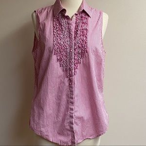 Lauren (Ralph Lauren) Striped Sleeveless Blouse